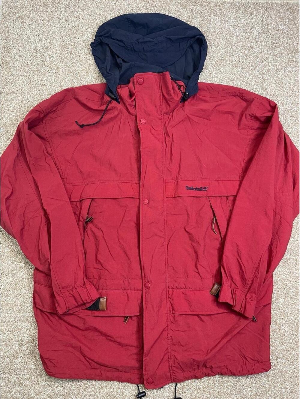 VTG Timberland Men’s Jacket Hooded Snap Weather Gear Rugged Wear Size Large